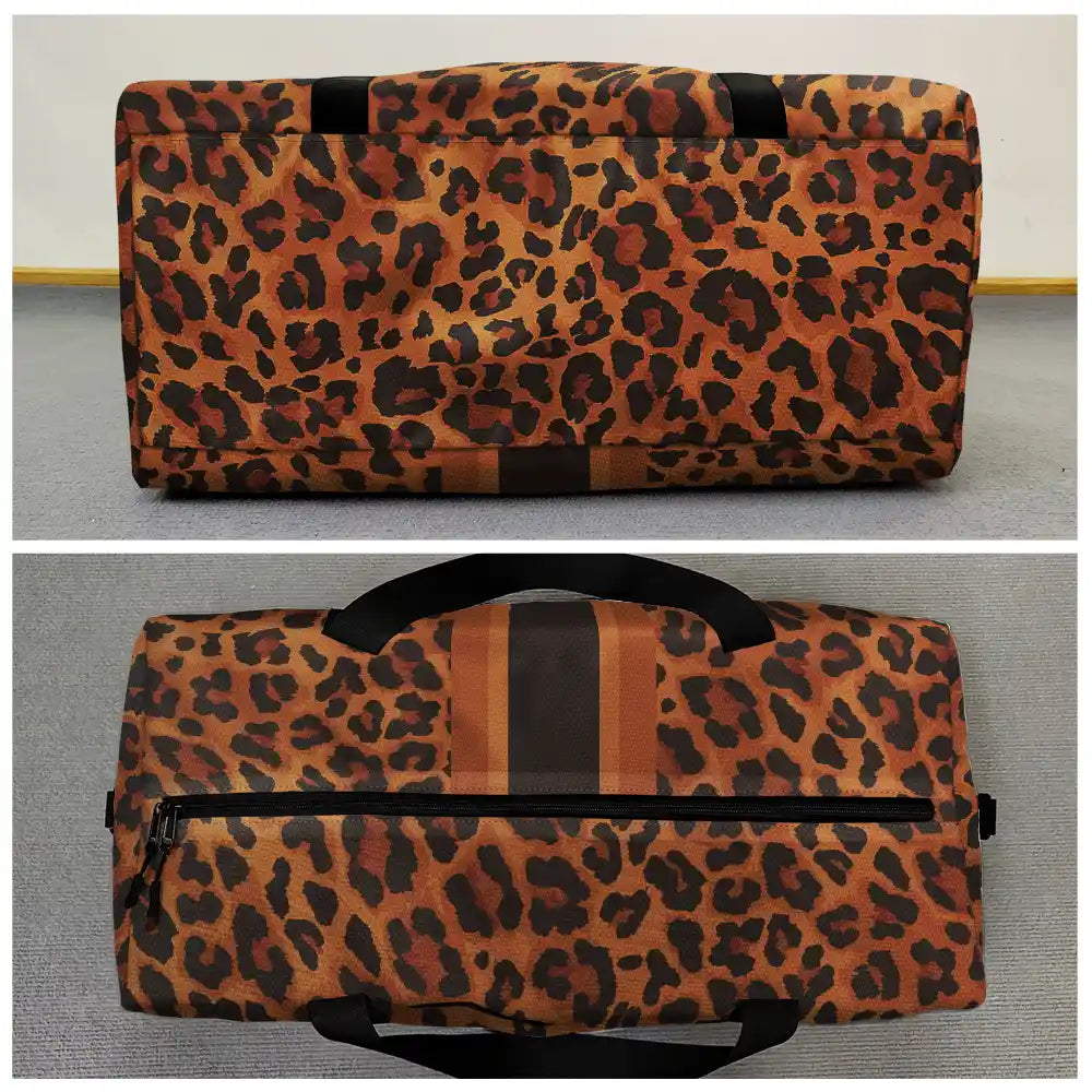 Letter Monogram Leopard Pattern - Personalized Duffle Bag