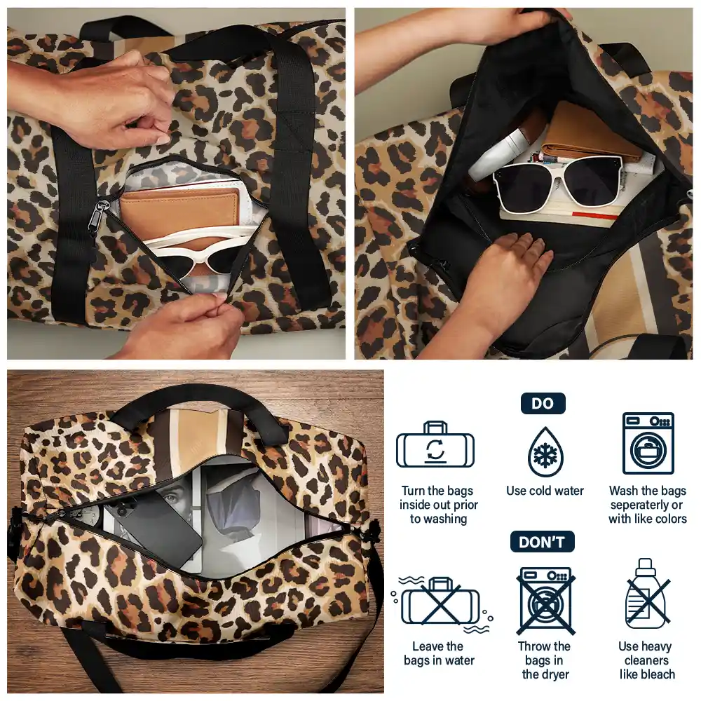 Letter Monogram Leopard Pattern - Personalized Duffle Bag