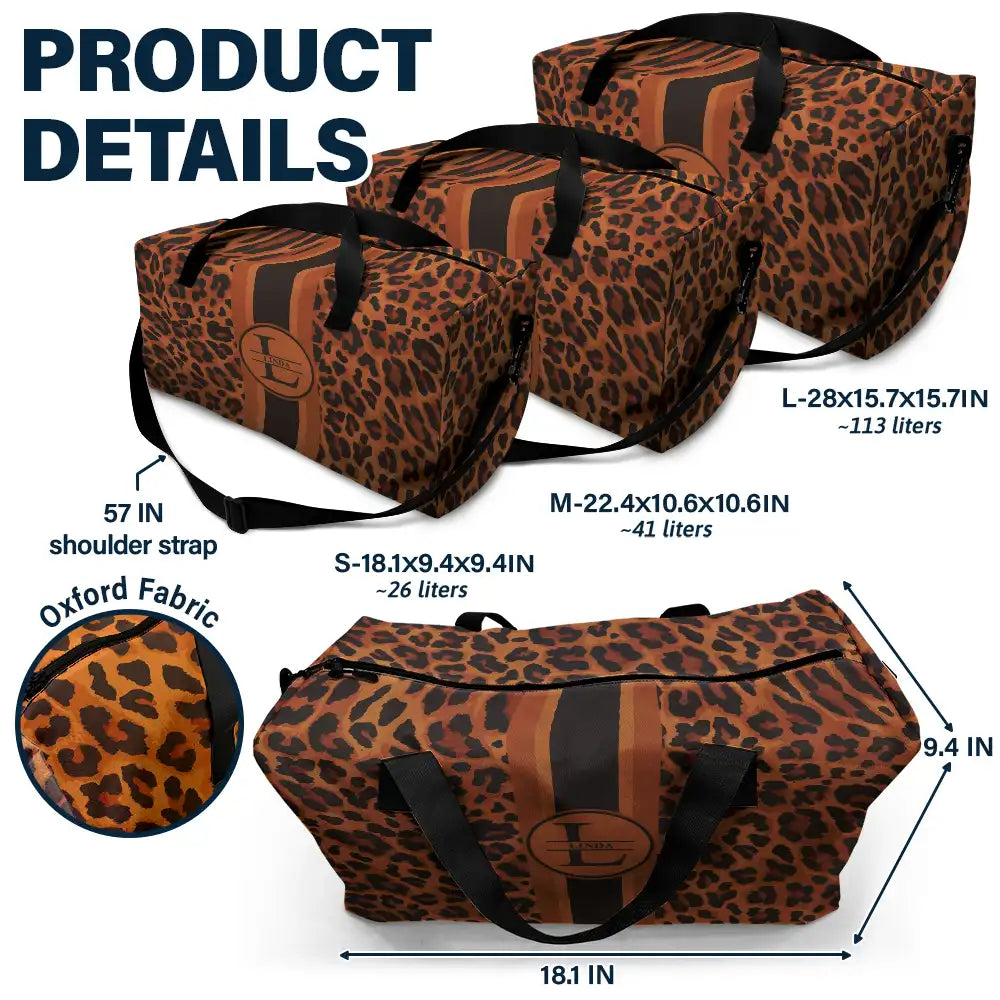 Letter Monogram Leopard Pattern - Personalized Duffle Bag