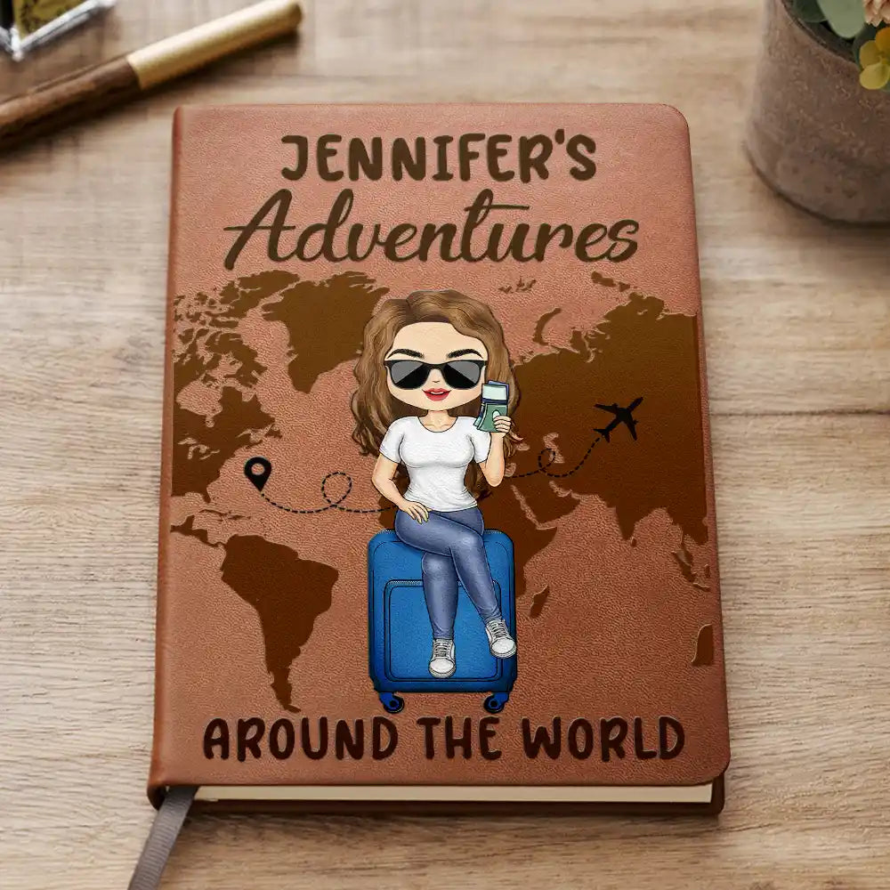 My Adventures Around The World - Personalized Leather Journal
