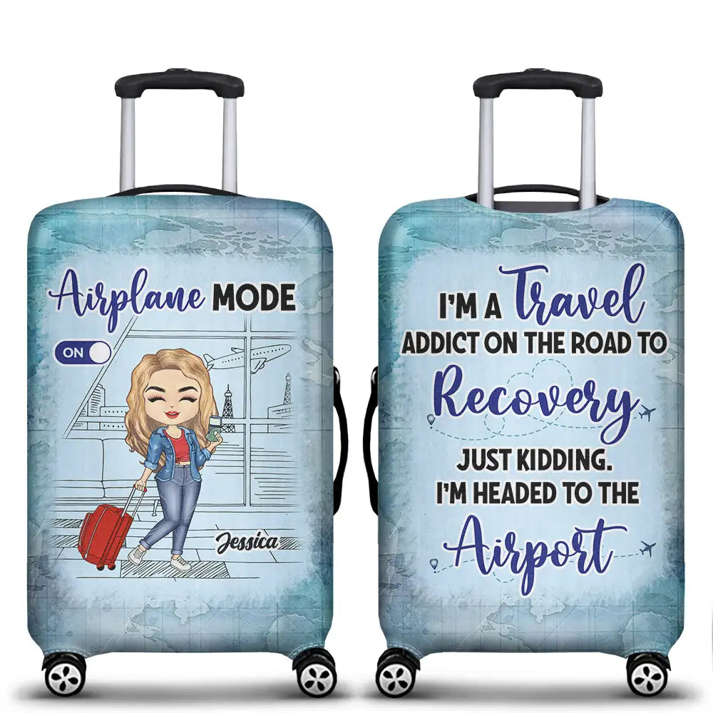 Airplane Mode Travel Lovers - Personalized Luggage Cover