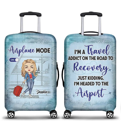 Airplane Mode Travel Lovers - Personalized Luggage Cover