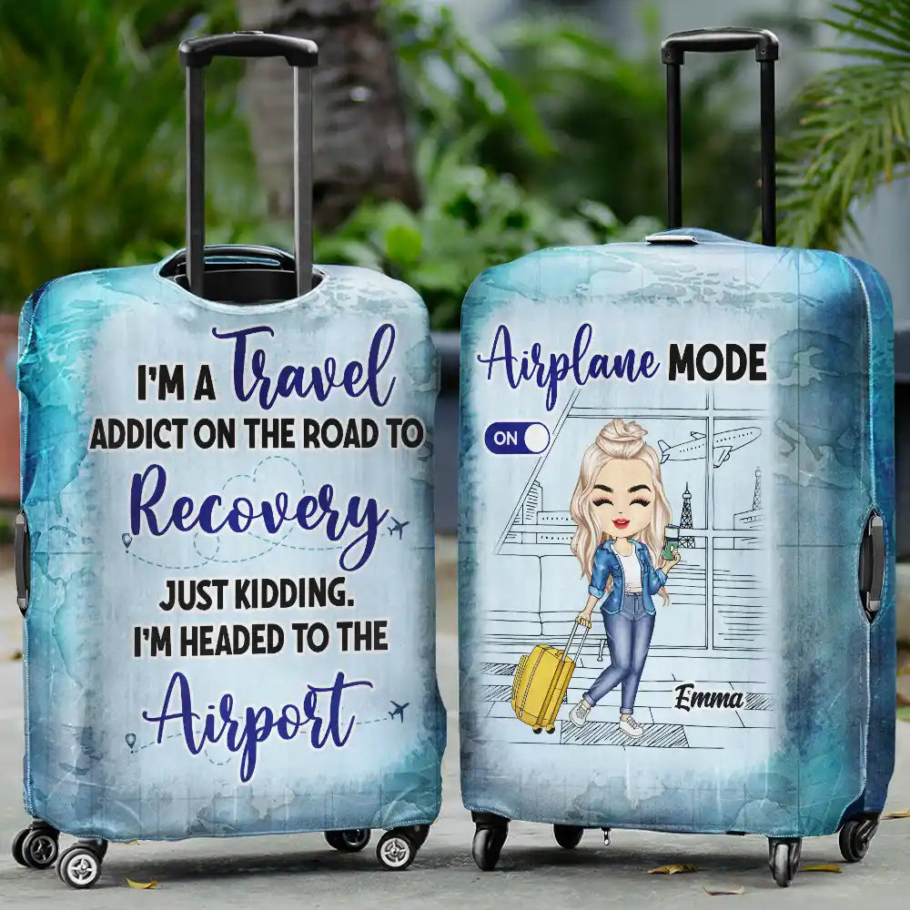 Airplane Mode Travel Lovers - Personalized Luggage Cover