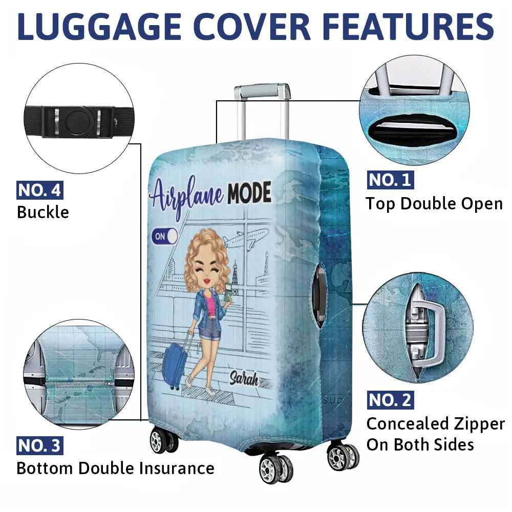 Airplane Mode Travel Lovers - Personalized Luggage Cover