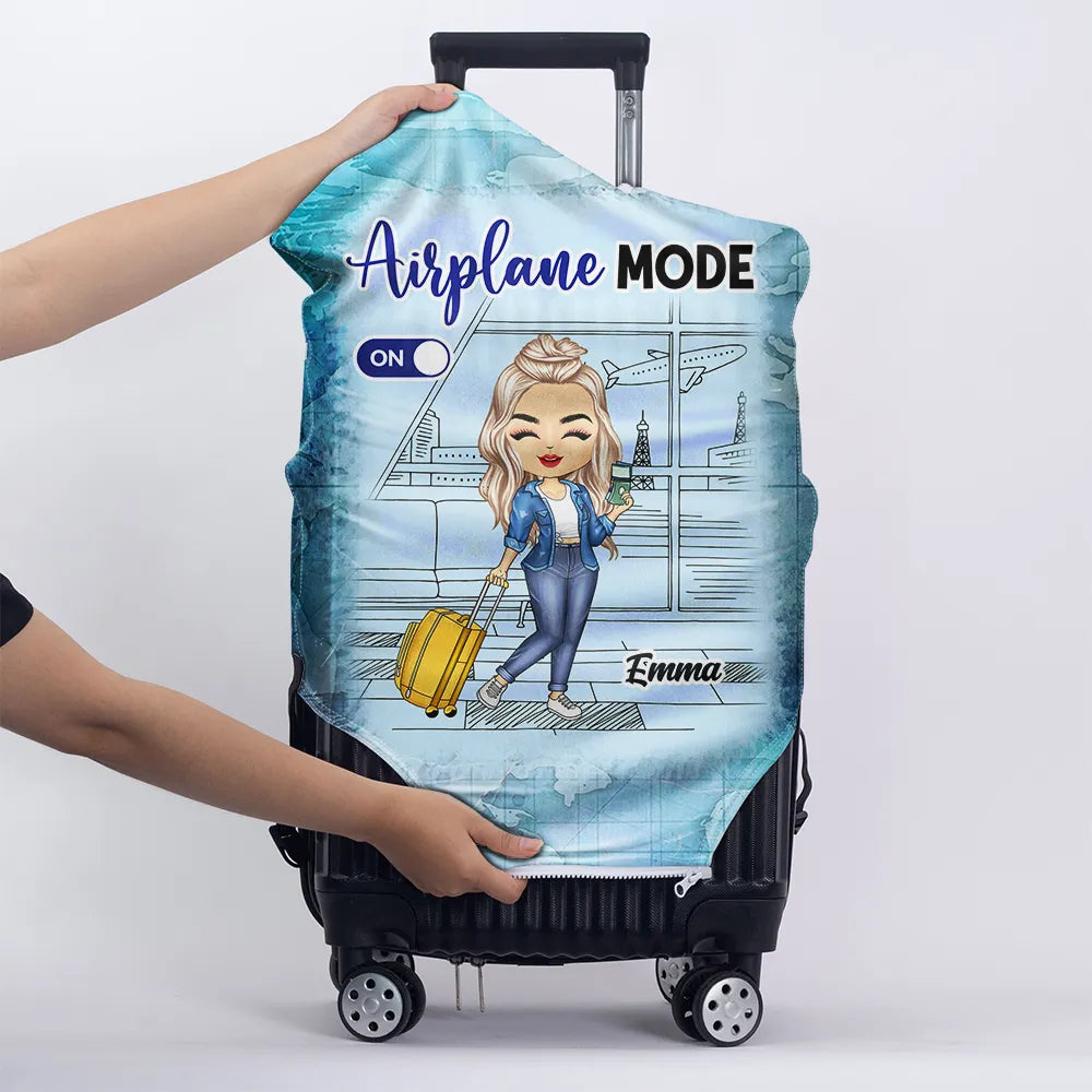 Airplane Mode Travel Lovers - Personalized Luggage Cover