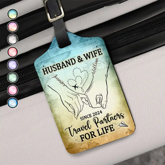 Husband And Wife Travel Partners For Life - Personalized Luggage Tag