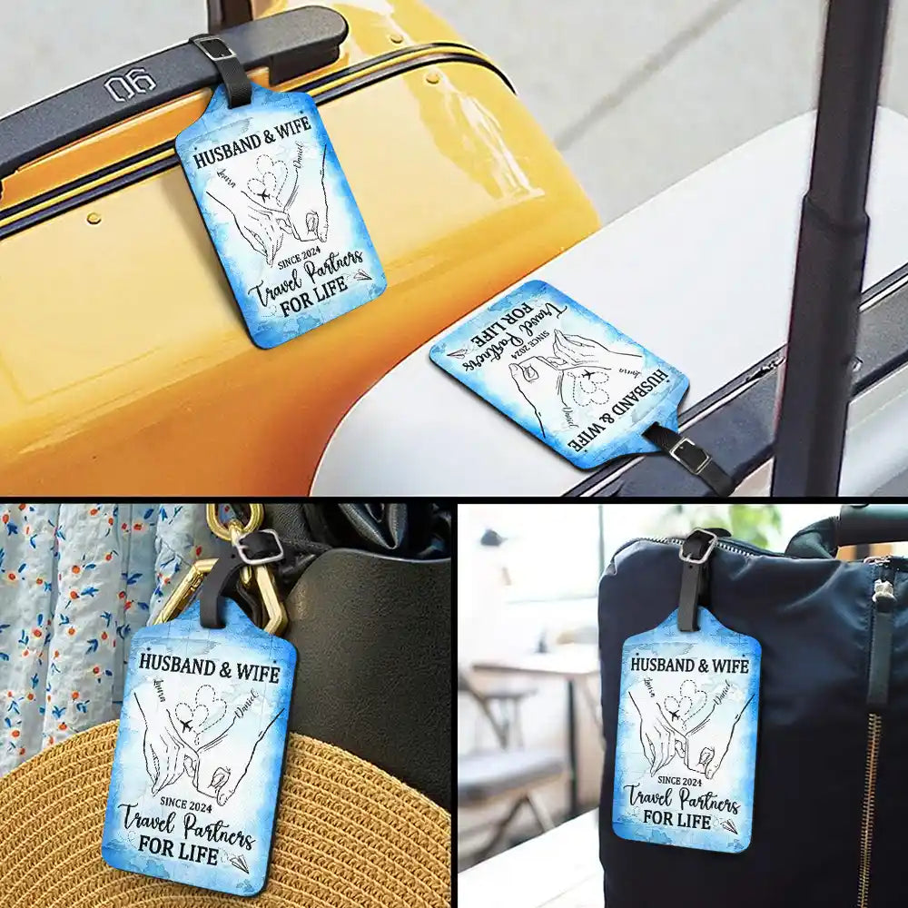 Husband And Wife Travel Partners For Life - Personalized Luggage Tag