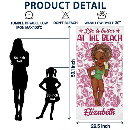 Besties Tanned And Tipsy Floral Pattern - Personalized Beach Towel