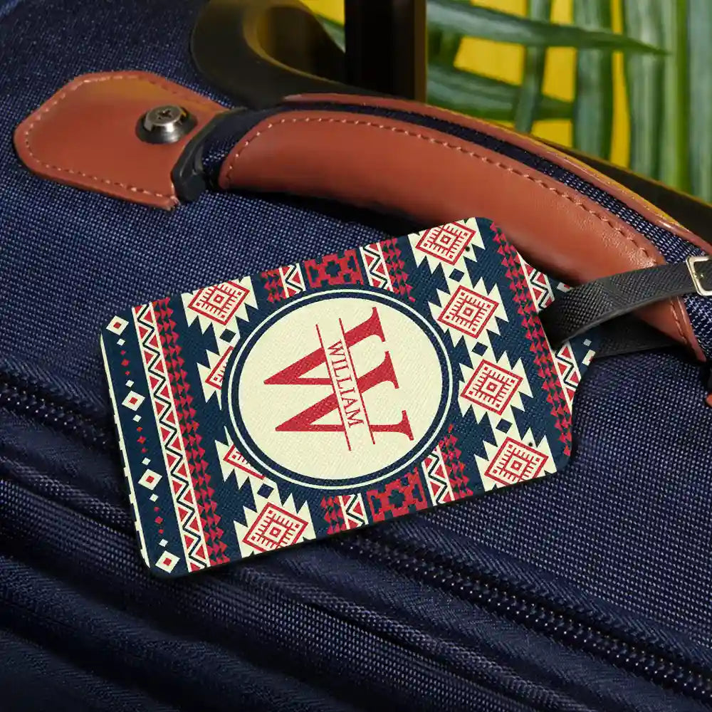 Monogram Name Tribal Pattern - Personalized Luggage Tag