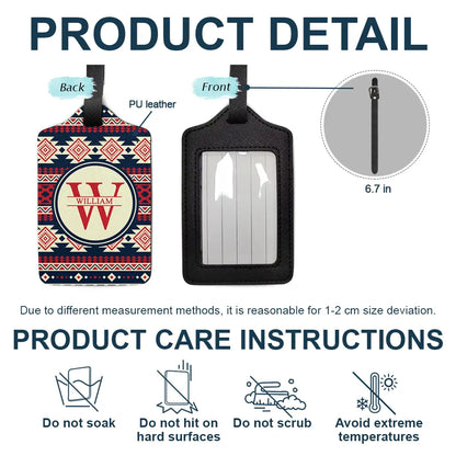Monogram Name Tribal Pattern - Personalized Luggage Tag