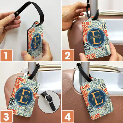 Monogram Name Tribal Pattern - Personalized Luggage Tag