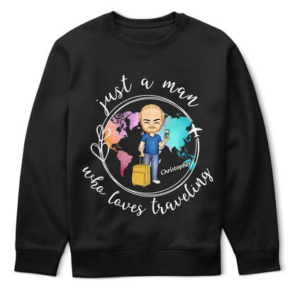 Just A Girl Boy Loves Traveling World Map - Personalized T Shirt