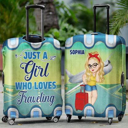 The Sky Is Calling And I Must Go Cartoon Woman - Personalized Luggage Cover