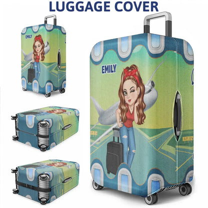 The Sky Is Calling And I Must Go Cartoon Woman - Personalized Luggage Cover