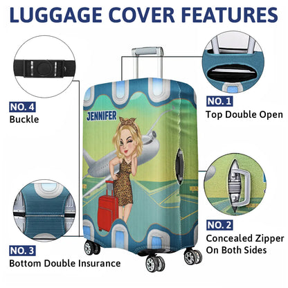 The Sky Is Calling And I Must Go Cartoon Woman - Personalized Luggage Cover