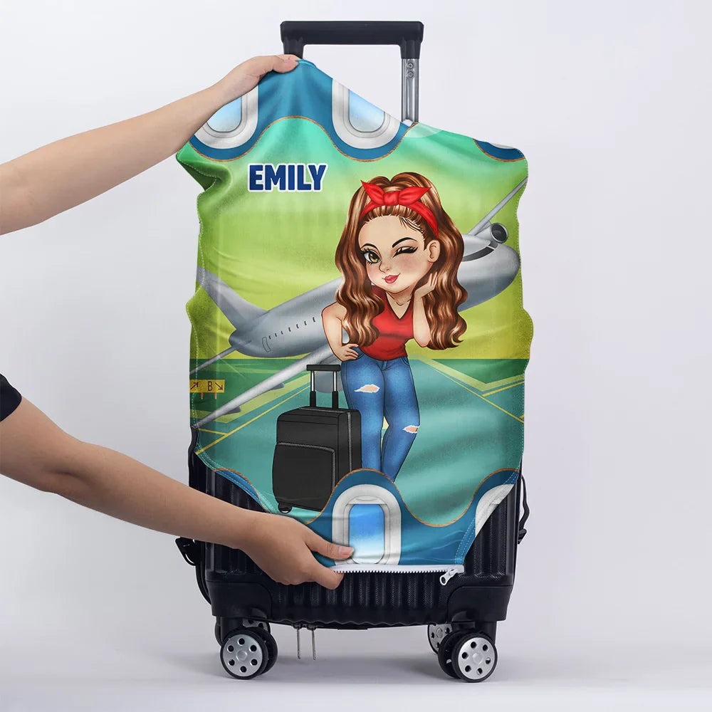 The Sky Is Calling And I Must Go Cartoon Woman - Personalized Luggage Cover