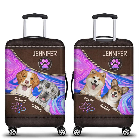 Dog Hologram Travel Lovers - Personalized Luggage Cover