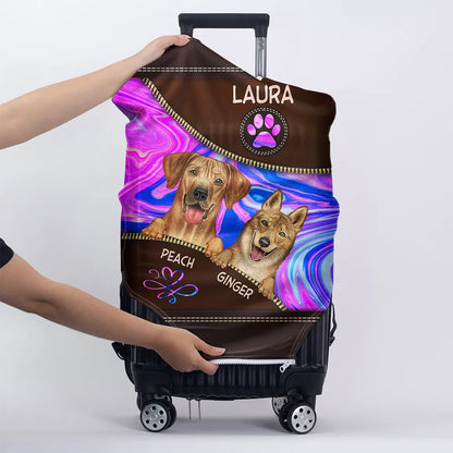 Dog Hologram Travel Lovers - Personalized Luggage Cover