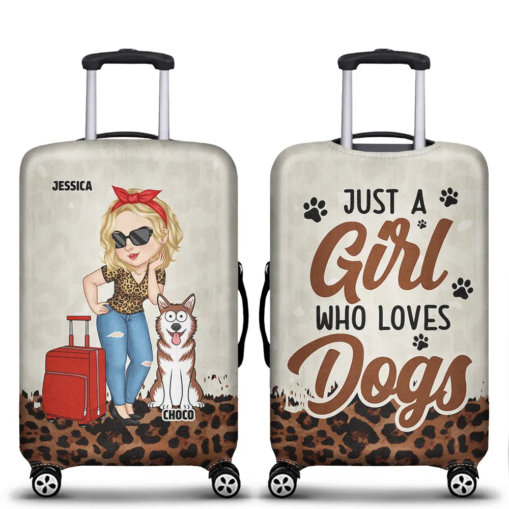 Just A Girl Who Loves Dogs Leopard Pattern - Personalized Luggage Cover