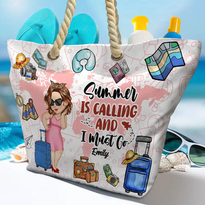 Travel Is My Therapy - Personalized Beach Bag