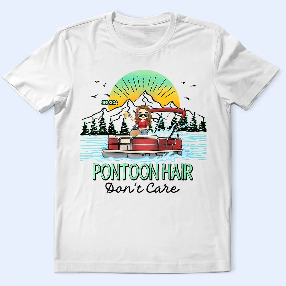 Pontoon Hair Don't Care - Personalized T Shirt