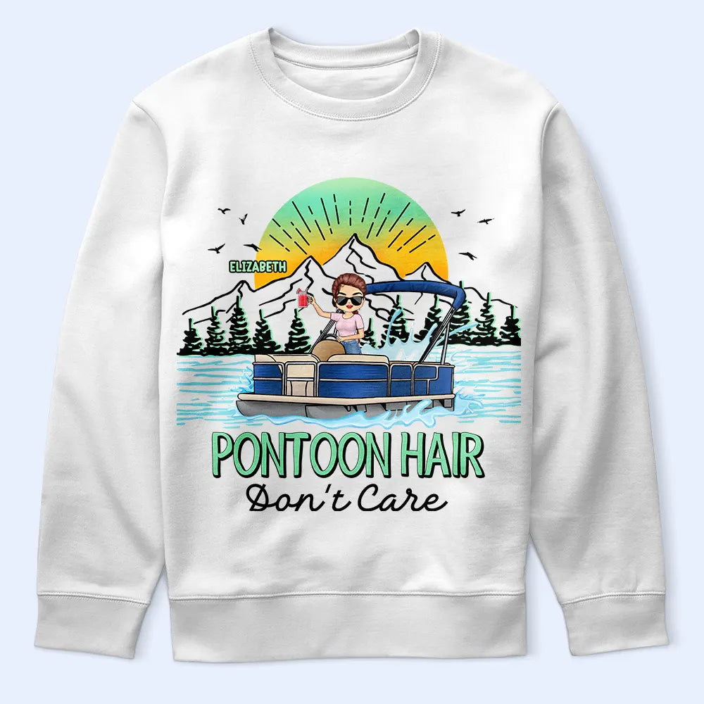 Pontoon Hair Don't Care - Personalized T Shirt