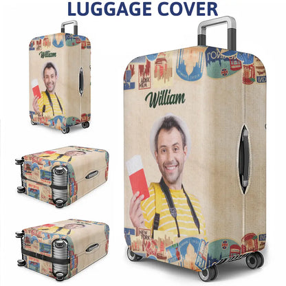 Custom Photo A Girl Boy Who Really Loved Traveling - Personalized Luggage Cover