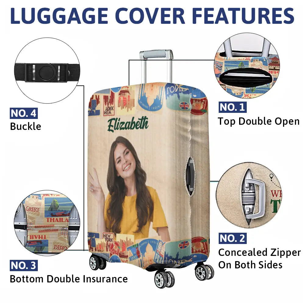 Custom Photo A Girl Boy Who Really Loved Traveling - Personalized Luggage Cover
