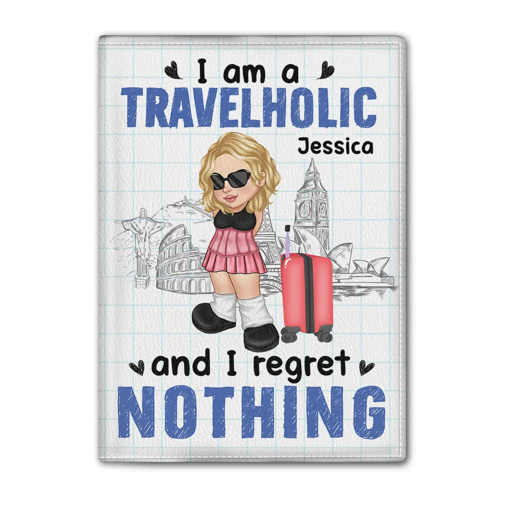 I Am A Travelholic And I Regret Nothing - Personalized Passport Cover, Passport Holder