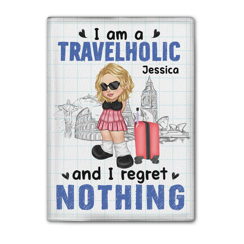 I Am A Travelholic And I Regret Nothing - Personalized Passport Cover, Passport Holder