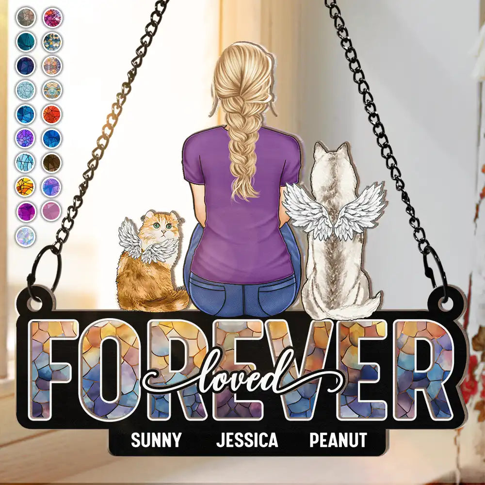 Memorial Pet Forever Loved - Personalized Window Hanging Suncatcher Ornament