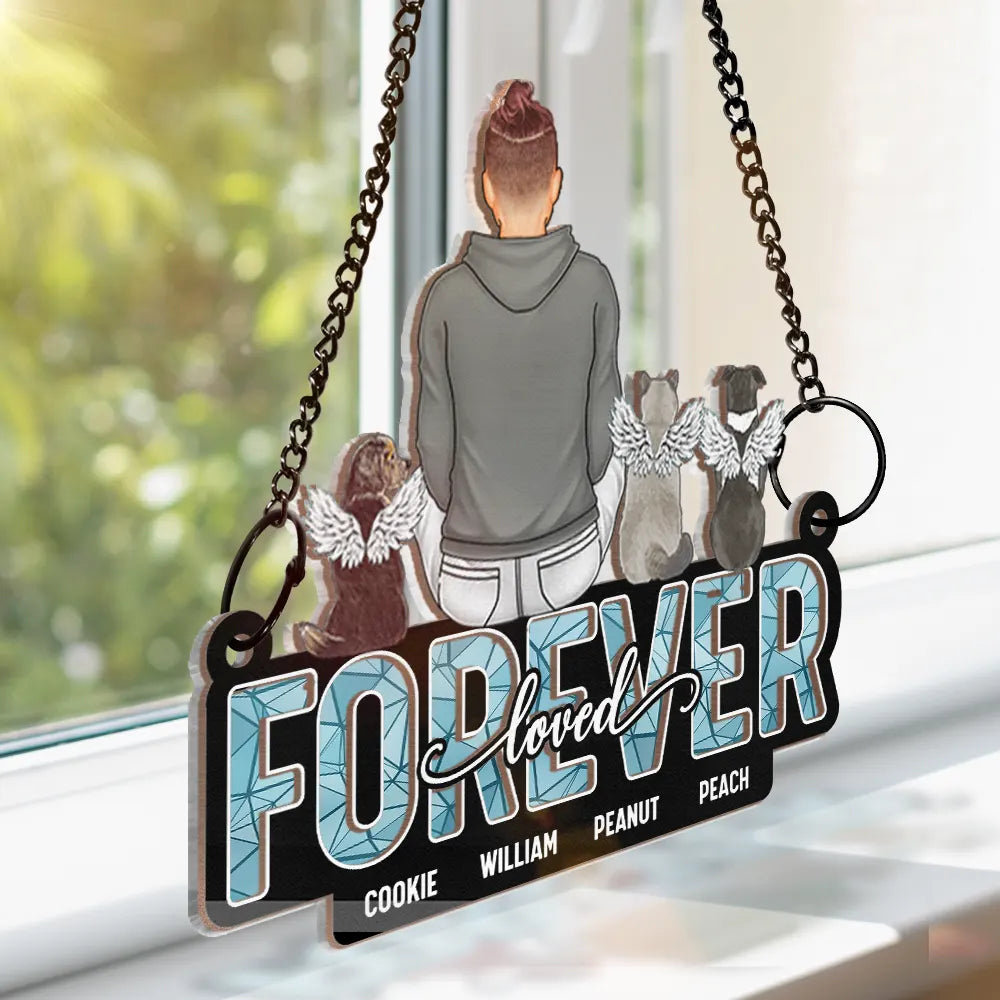 Memorial Pet Forever Loved - Personalized Window Hanging Suncatcher Ornament