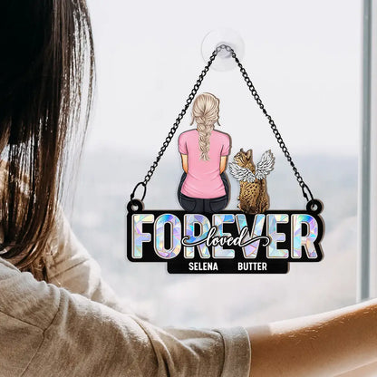 Memorial Pet Forever Loved - Personalized Window Hanging Suncatcher Ornament