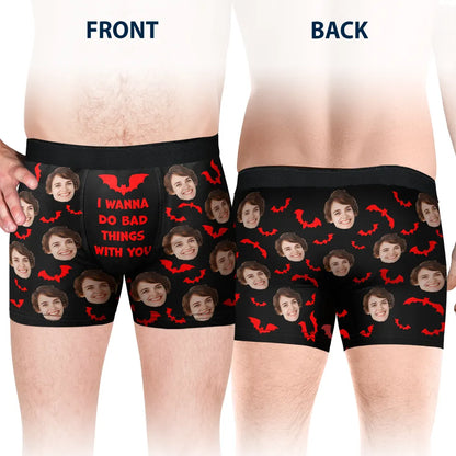 Custom Photo I Want To Do Couple Halloween - Personalized Couple Matching Underwear Briefs