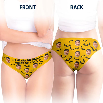 Custom Photo I Want To Do Couple Halloween - Personalized Couple Matching Underwear Briefs