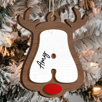 Reindeer Alphabet Christmas - Personalized Wooden Ornament