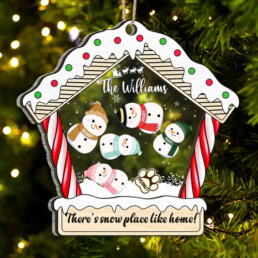 Christmas Snowman Family There's Snow Place Like Home - Personalized Acrylic Ornament