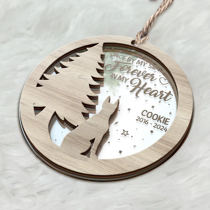 Memorial Dog Sending Christmas Wishes Over The Rainbow Bridge - Personalized Ornament