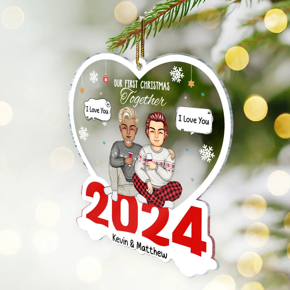 Christmas Couple The Year We Became Mr. & Mrs. - Personalized Cutout Acrylic Ornament