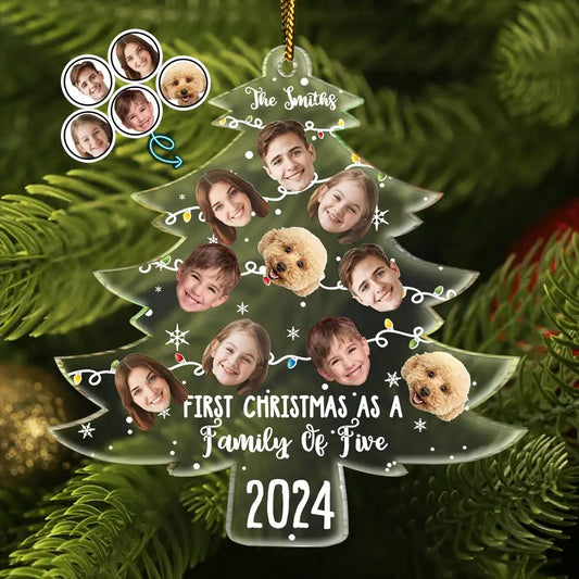 Custom Photo First Christmas As A Family - Personalized Custom Shaped Acrylic Ornament