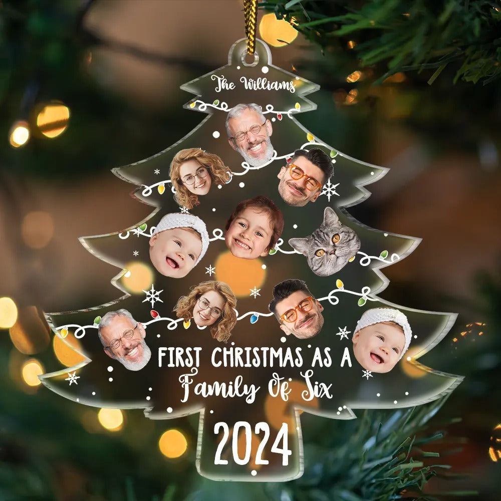 Custom Photo First Christmas As A Family - Personalized Custom Shaped Acrylic Ornament