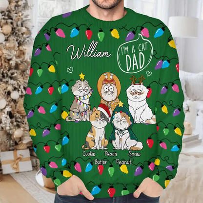 I'm A Cat Person Funny Christmas Cats - Personalized Unisex Ugly Sweater