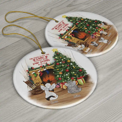 Christmas,Memorial,Pet Lovers,Dog Lovers,Cat Lovers,Sad - Memorial Dog Cat Christmas Our House Is Not The Same Without Your Paw Prints In It - Personalized Circle Ceramic Ornament