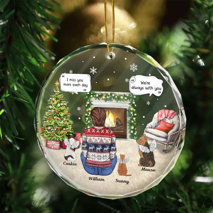 Memorial Dog Cat Our House Is Not The Same Without Your Paw Prints In It - Personalized Circle Glass Ornament