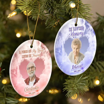 Custom Photo Forever In Our Hearts Memorial - Personalized Circle Acrylic Ornament