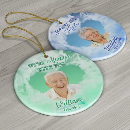 Custom Photo Forever In Our Hearts Memorial - Personalized Circle Acrylic Ornament