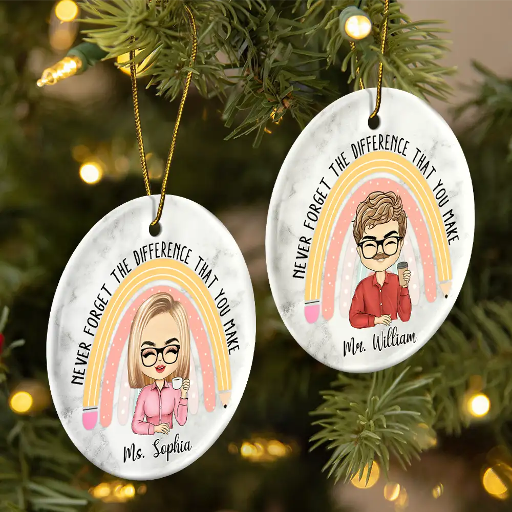 Teacher Never Forget The Difference That You Make - Personalized Circle  Ornament