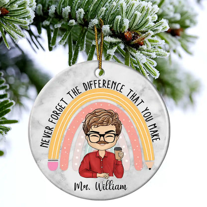 Teacher Never Forget The Difference That You Make - Personalized Circle  Ornament