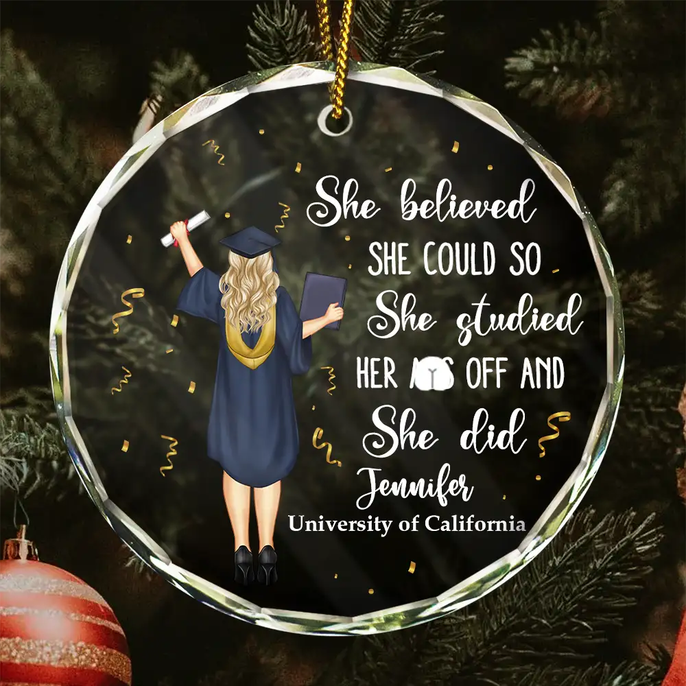 Graduation She Believed She Could - Personalized Circle Acrylic Ornament