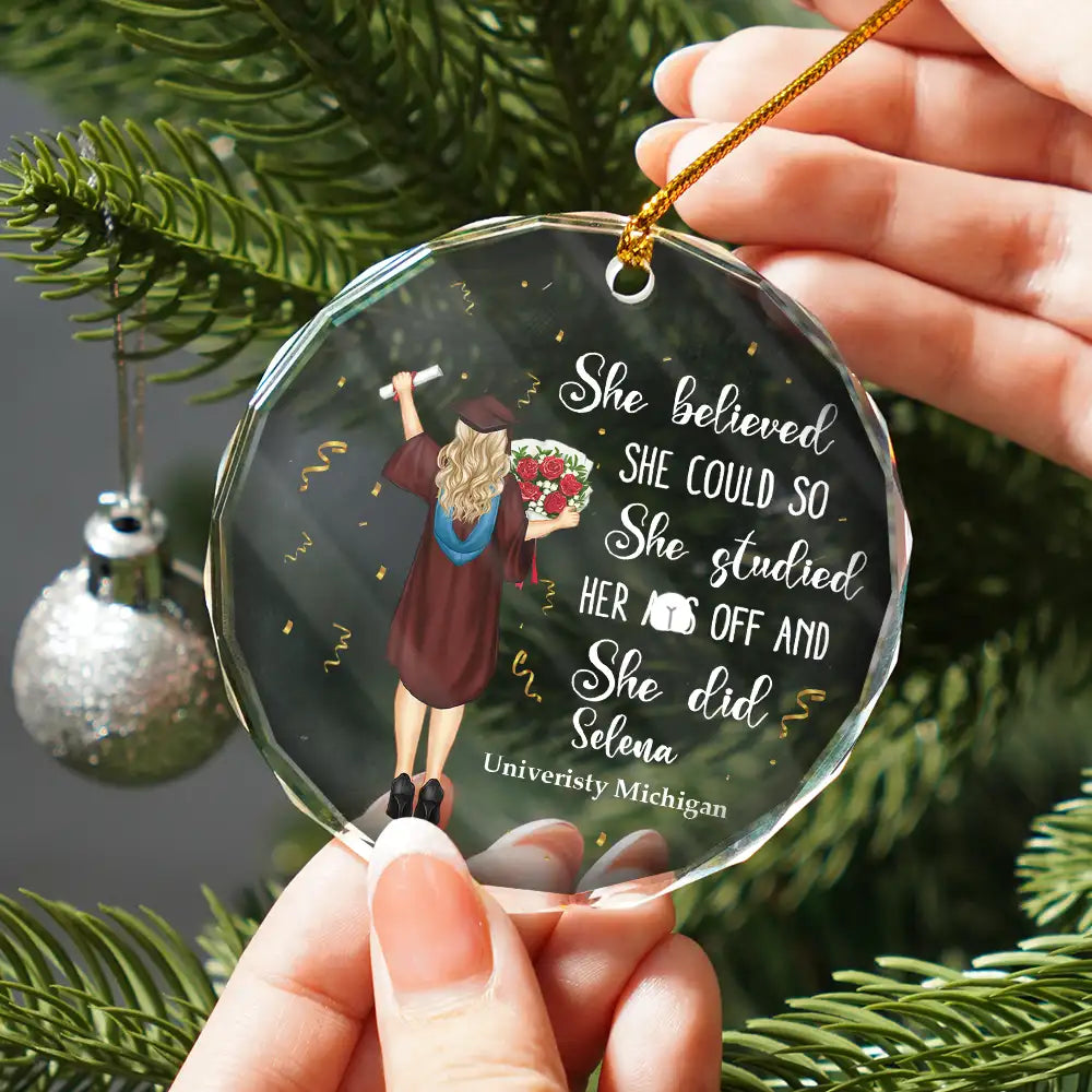 Graduation She Believed She Could - Personalized Circle Acrylic Ornament